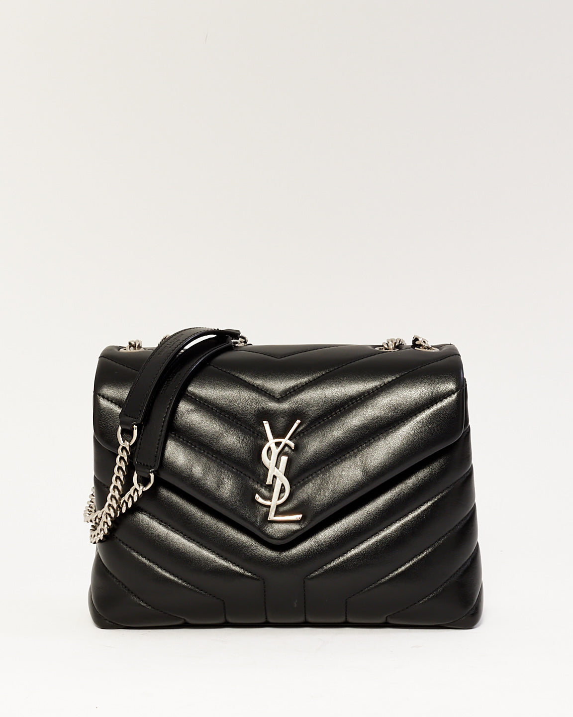 Saint Laurent Black Y Quilted Leather Small Lou Lou Shoulder Bag SHW