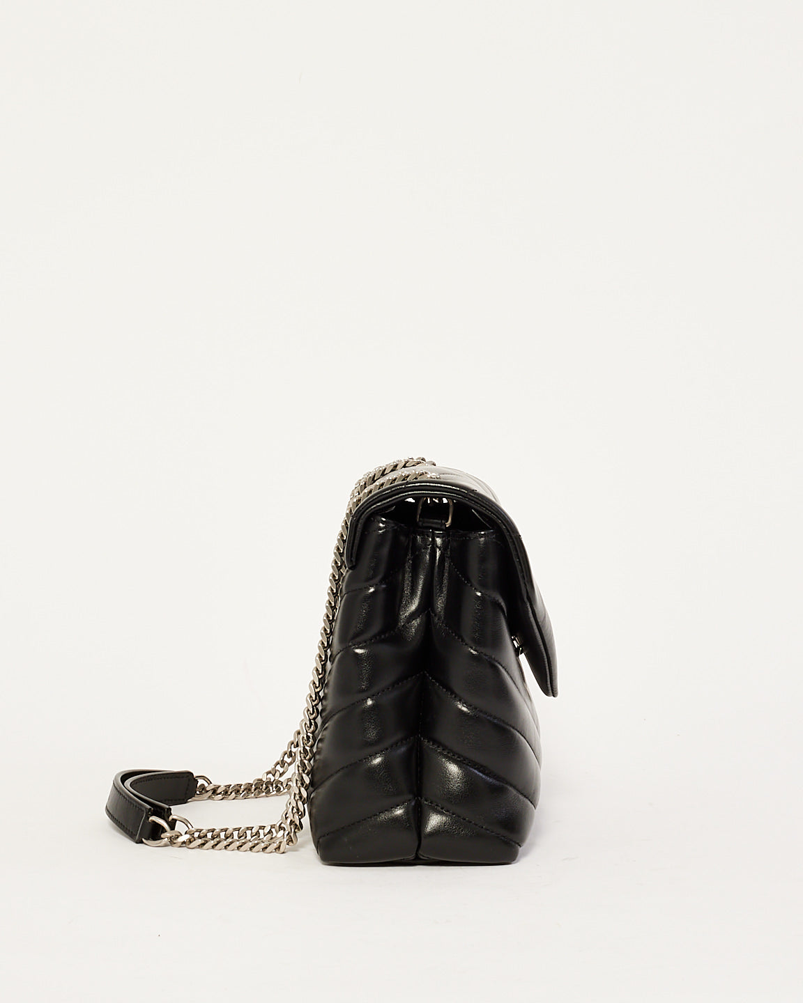 Saint Laurent Black Y Quilted Leather Small Lou Lou Shoulder Bag SHW