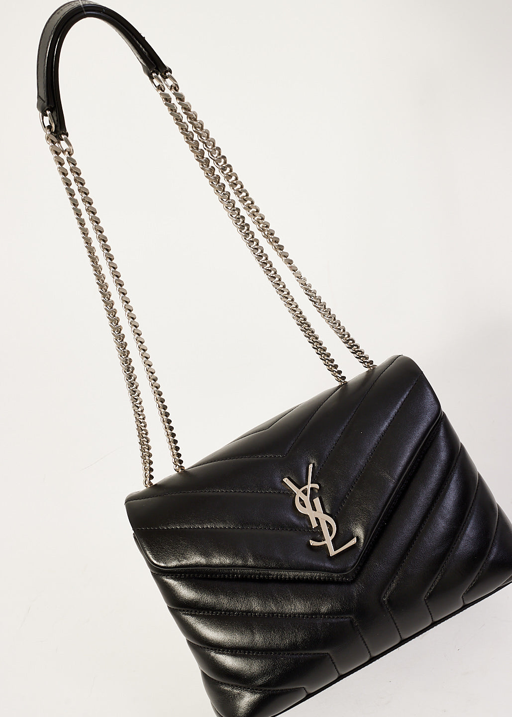 Saint Laurent Black Y Quilted Leather Small Lou Lou Shoulder Bag SHW