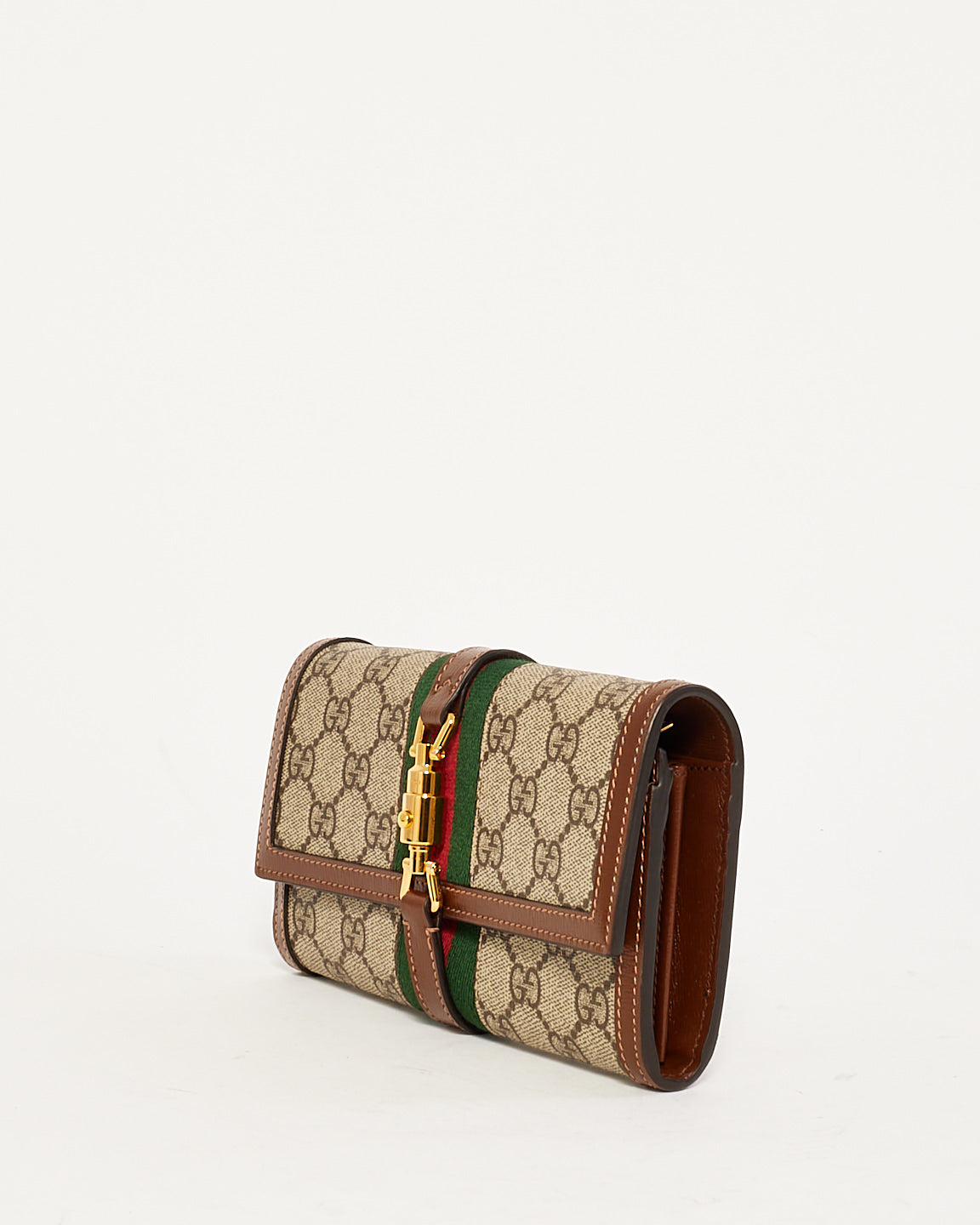 Gucci Brown Canvas Jackie 1961 Chain Wallet