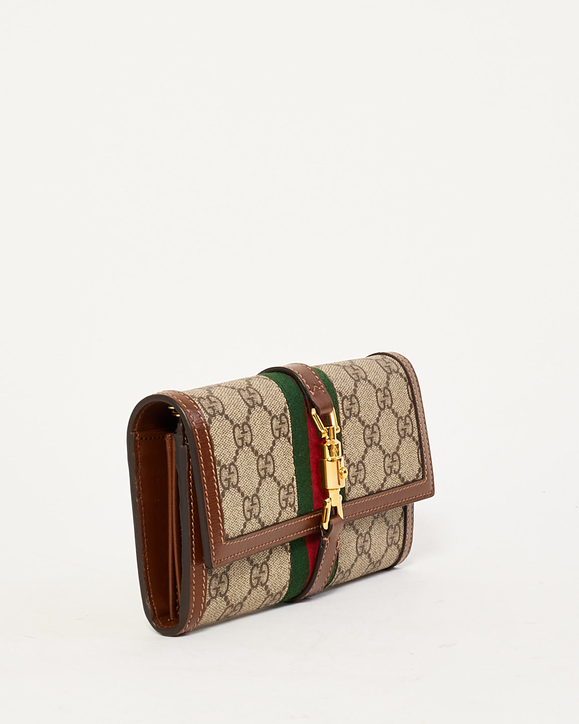 Gucci Brown Canvas Jackie 1961 Chain Wallet