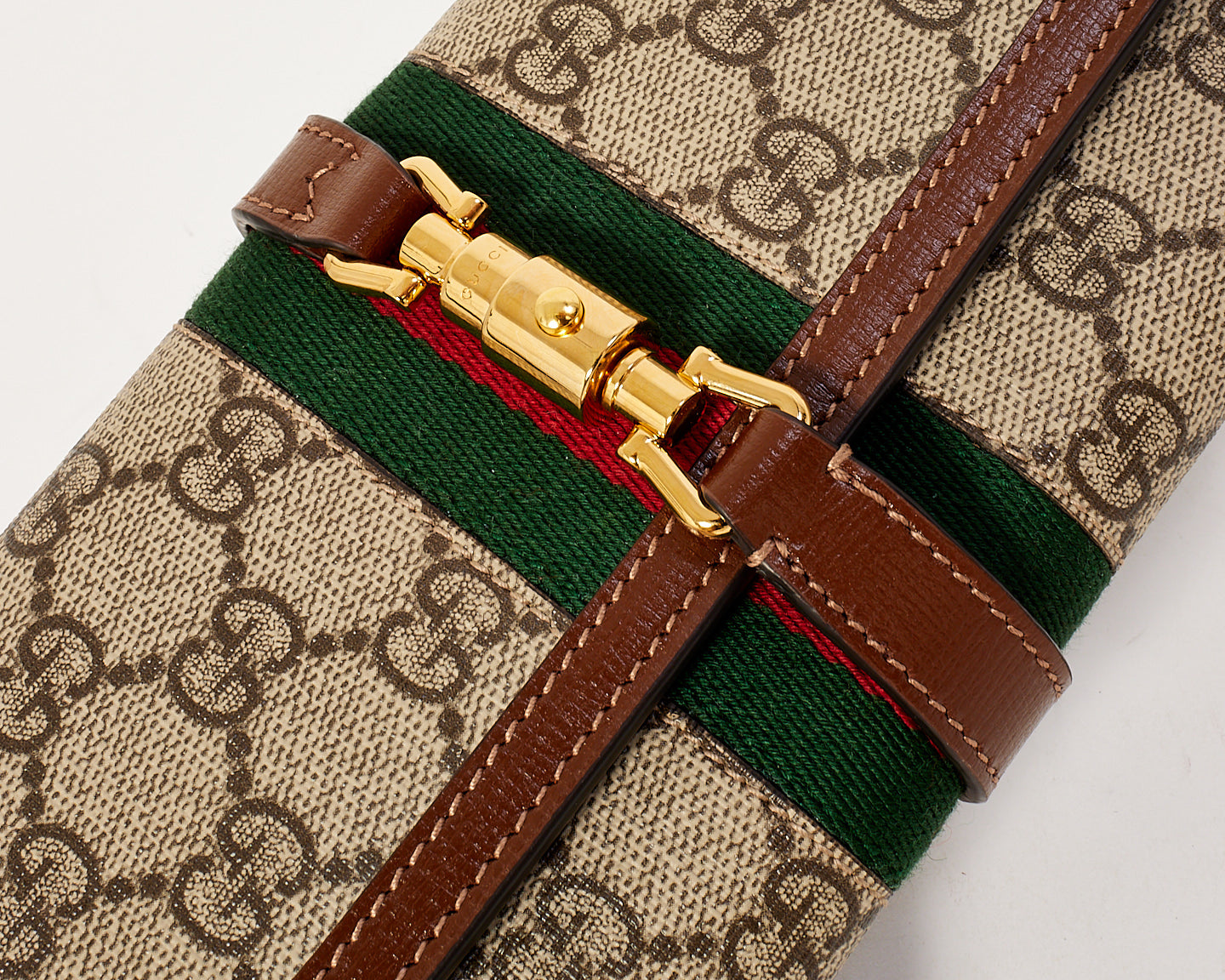 Gucci Brown Canvas Jackie 1961 Chain Wallet