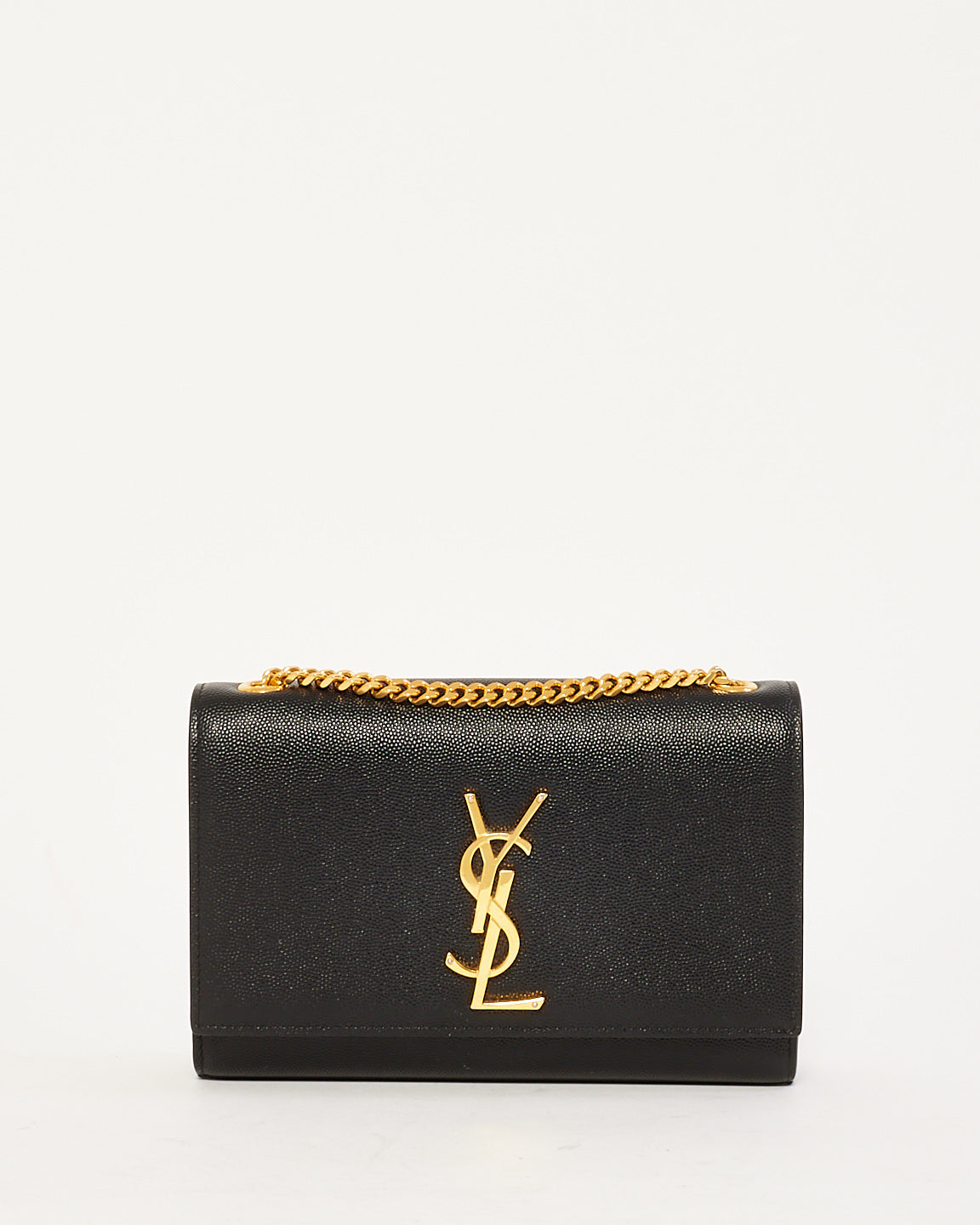 Saint Laurent Black Grain de Poudre Embossed Leather Small Kate Bag