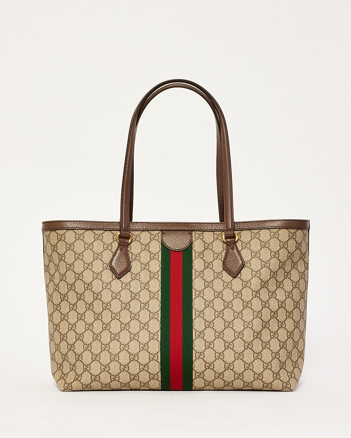 Gucci Brown GG Supreme Canvas Medium Ophidia Web Tote Bag