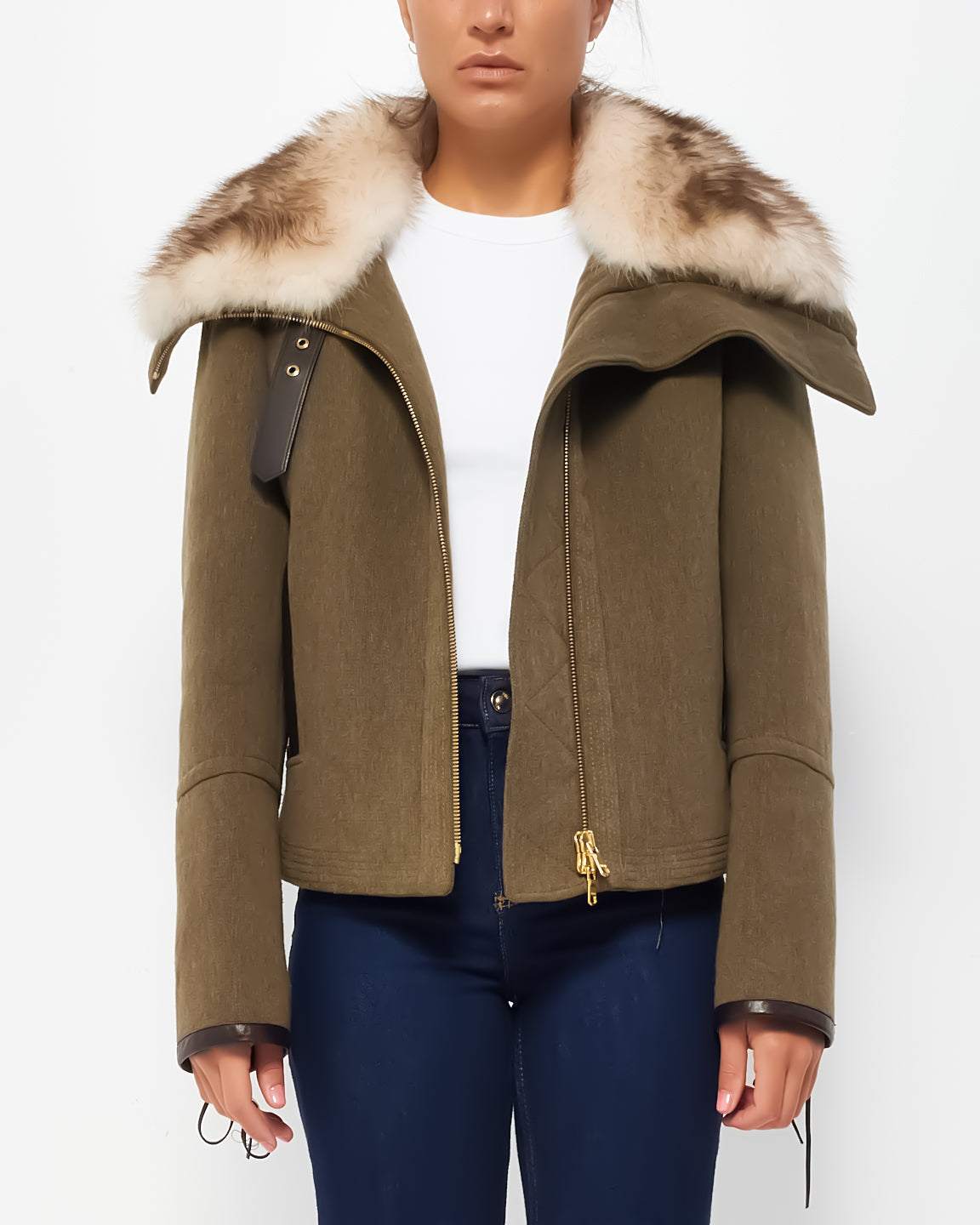 Emilio Pucci Green Fur Collard Coat - 42