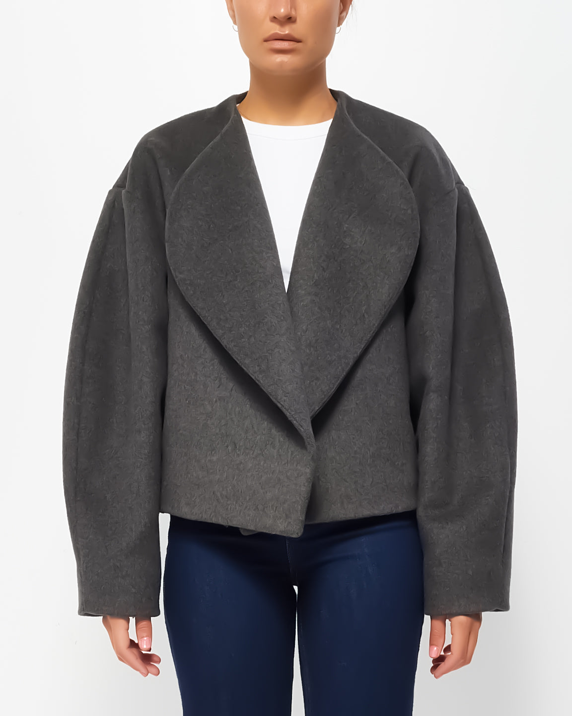 Totême Grey Oversized Cropped Jacket - XS