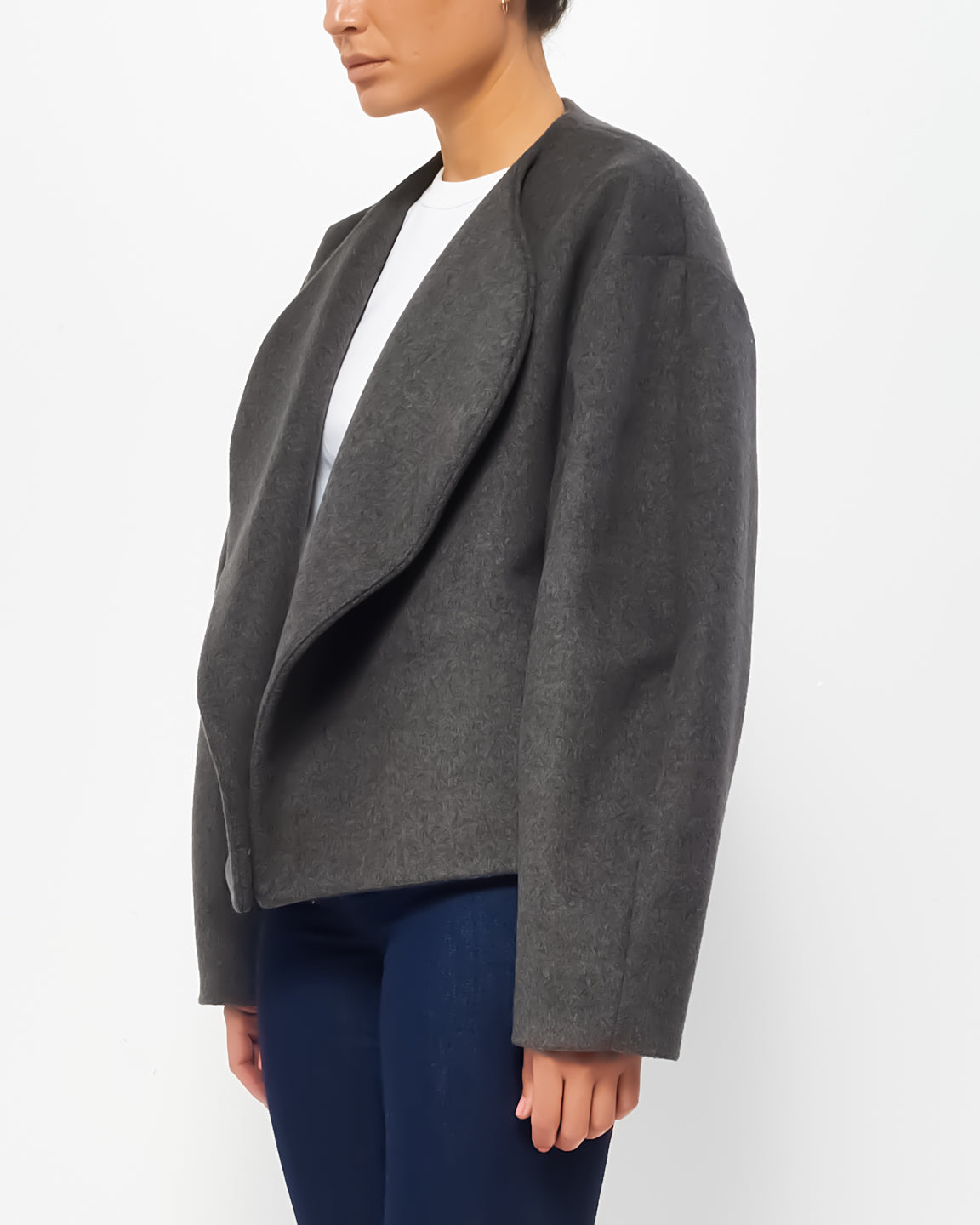 Totême Grey Oversized Cropped Jacket - XS