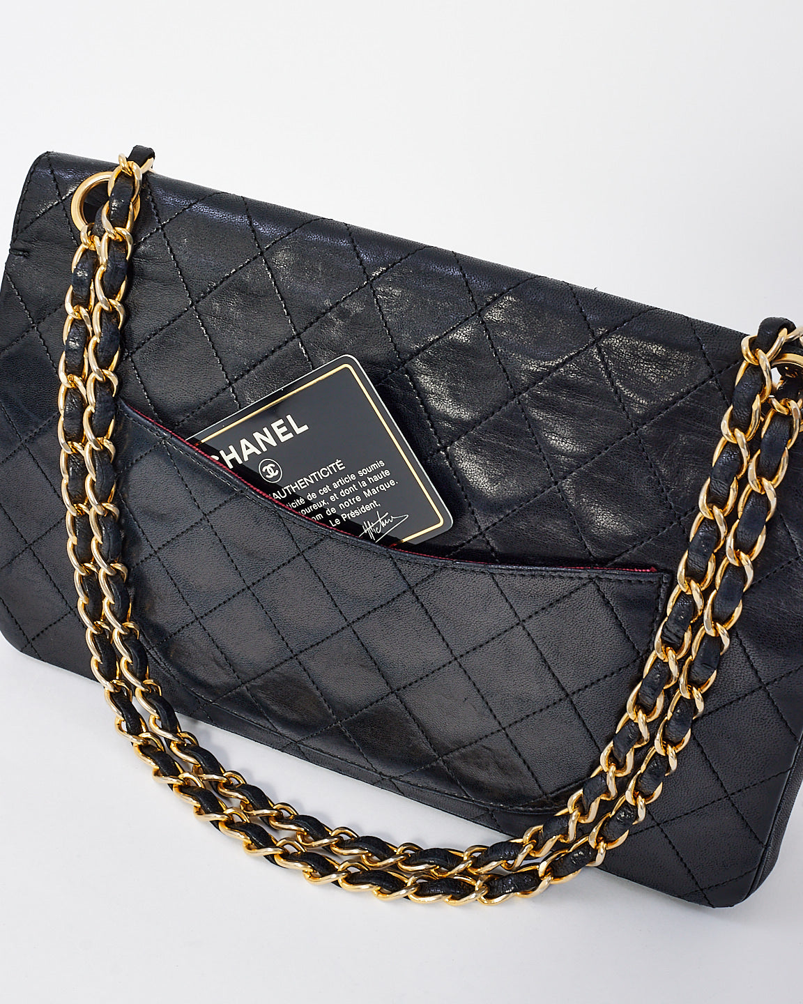 Chanel Vintage Black Lambskin Medium Double Flap Bag GHW