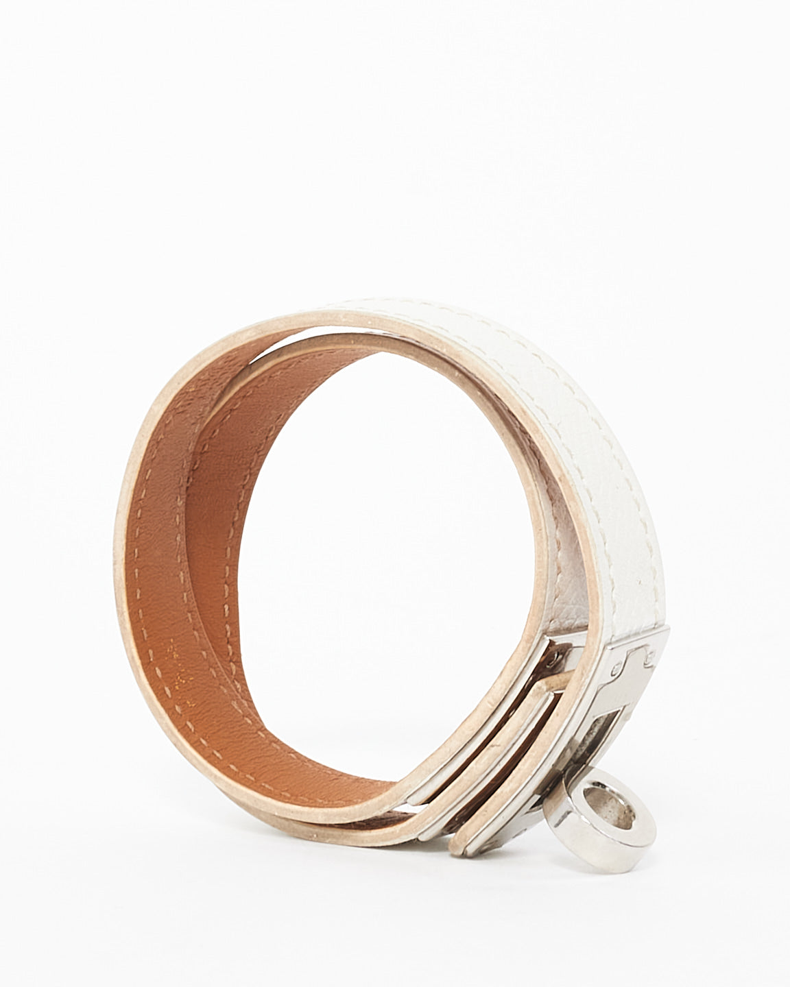 Hermès White Leather Kelly Double Tour Bracelet SHW