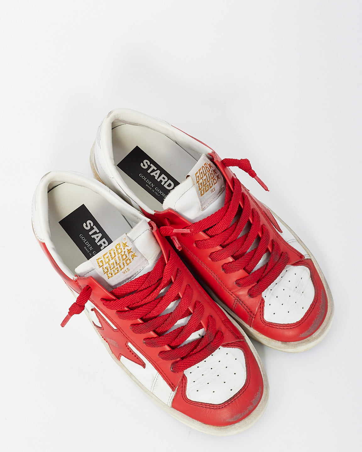 Golden Goose White & Red Leather Stardan Low Top Sneaker - 38