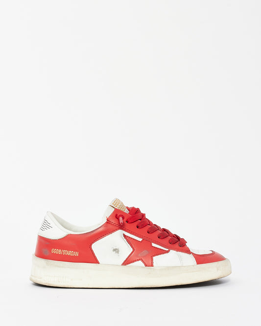 Golden Goose White & Red Leather Stardan Low Top Sneaker - 38