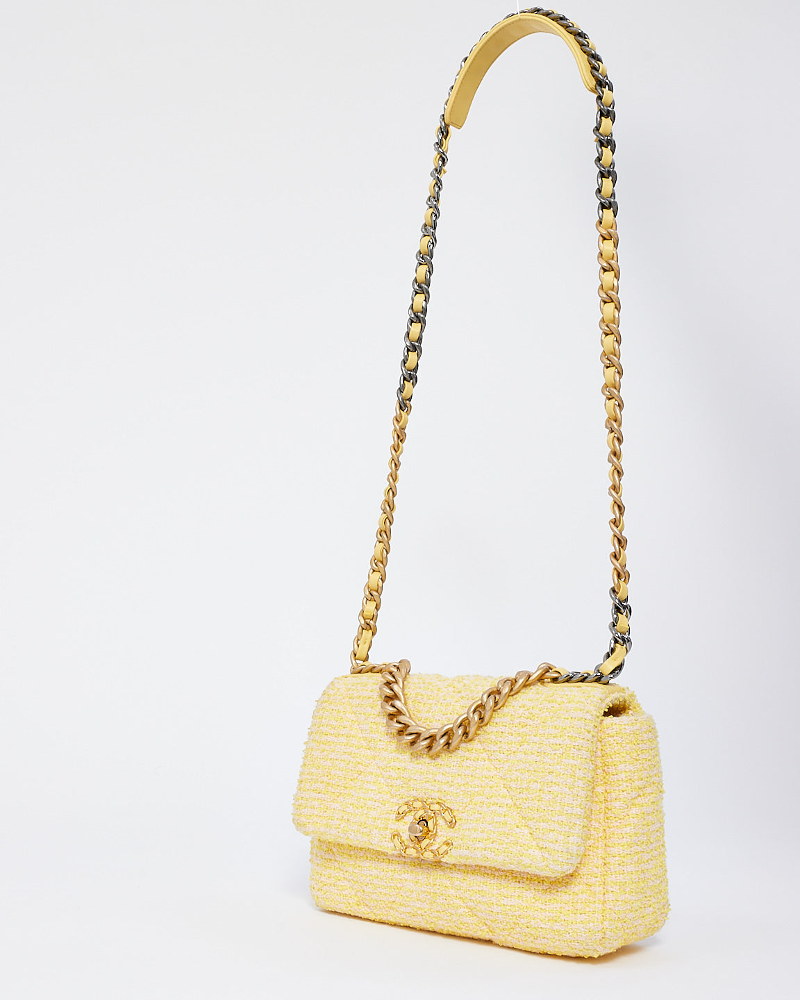 Buy Chanel Yellow Tweed Medium 19 Shoulder Bag - Authenticated Pre