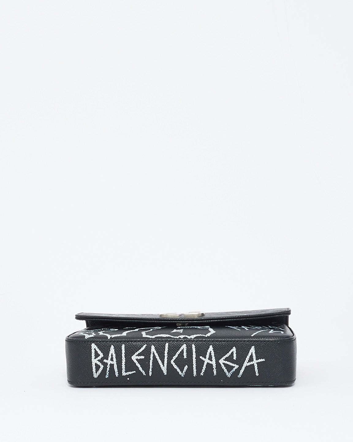 Balenciaga Sac à chaîne BB Graffiti en cuir noir