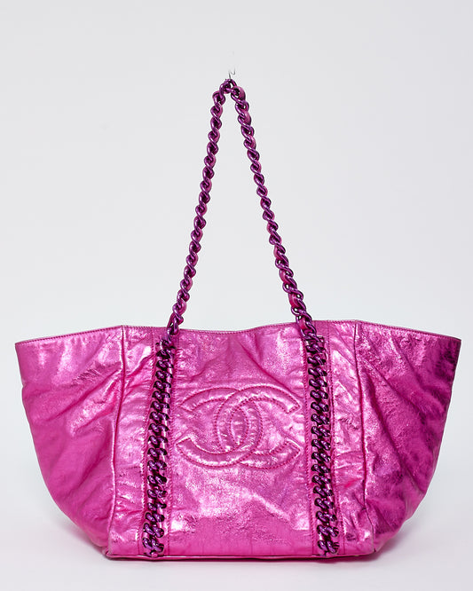 Chanel Metallic Pink Aged Calfskin Leather Modern Chain Tote