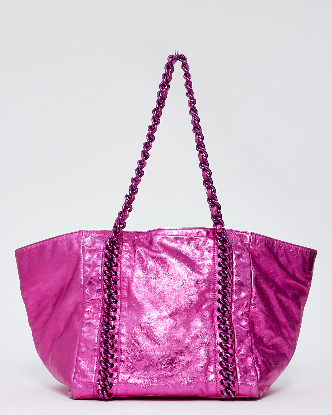 Chanel Metallic Pink Aged Calfskin Leather Modern Chain Tote