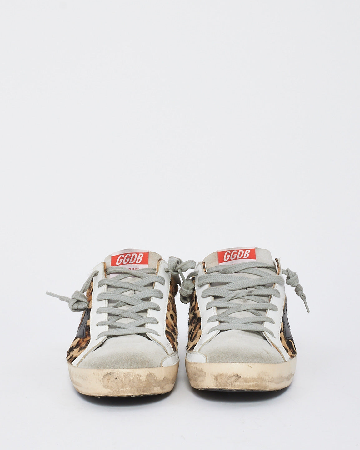 Golden Goose Brown Leather & Pony Hair Leopard Print Low Top Sneaker - 39