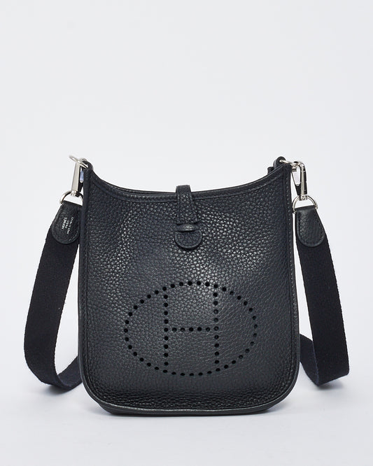 Hermès Black Clemence Leather Evelyne TPM Bag
