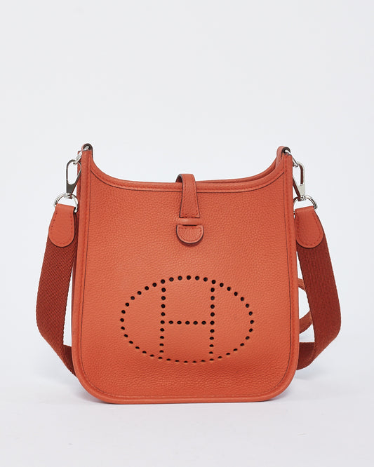 Hermès Burnt Orange Clemence Leather Evelyne TPM Bag