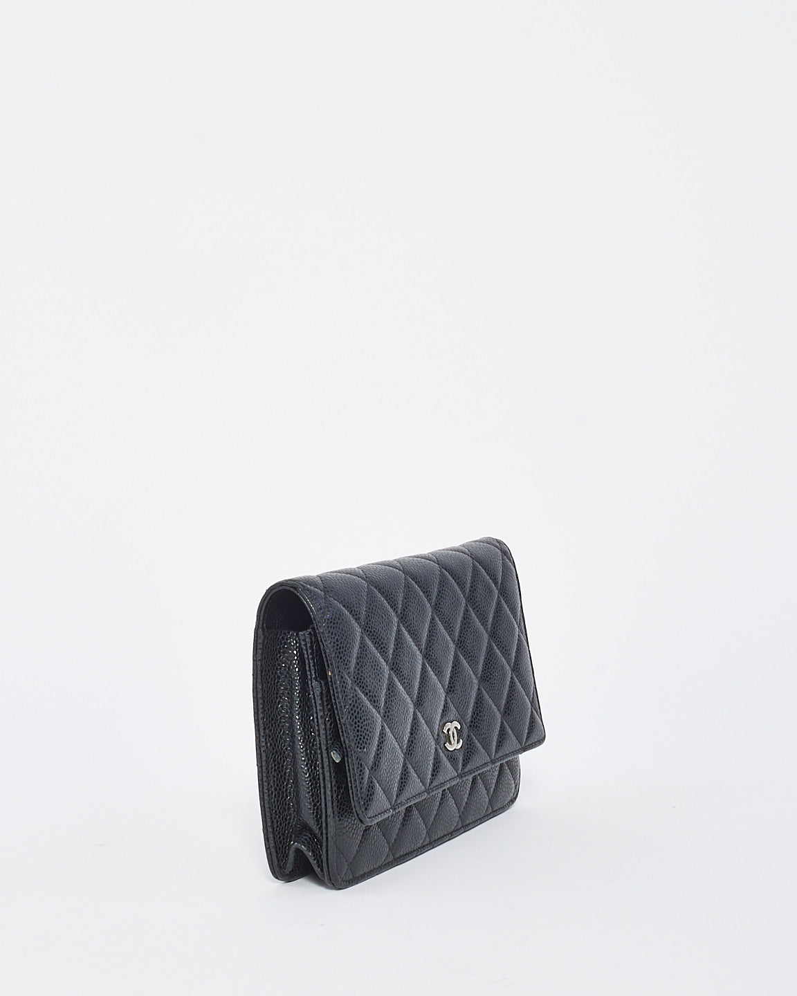 Chanel Black Caviar Leather Wallet on Chain with SHW