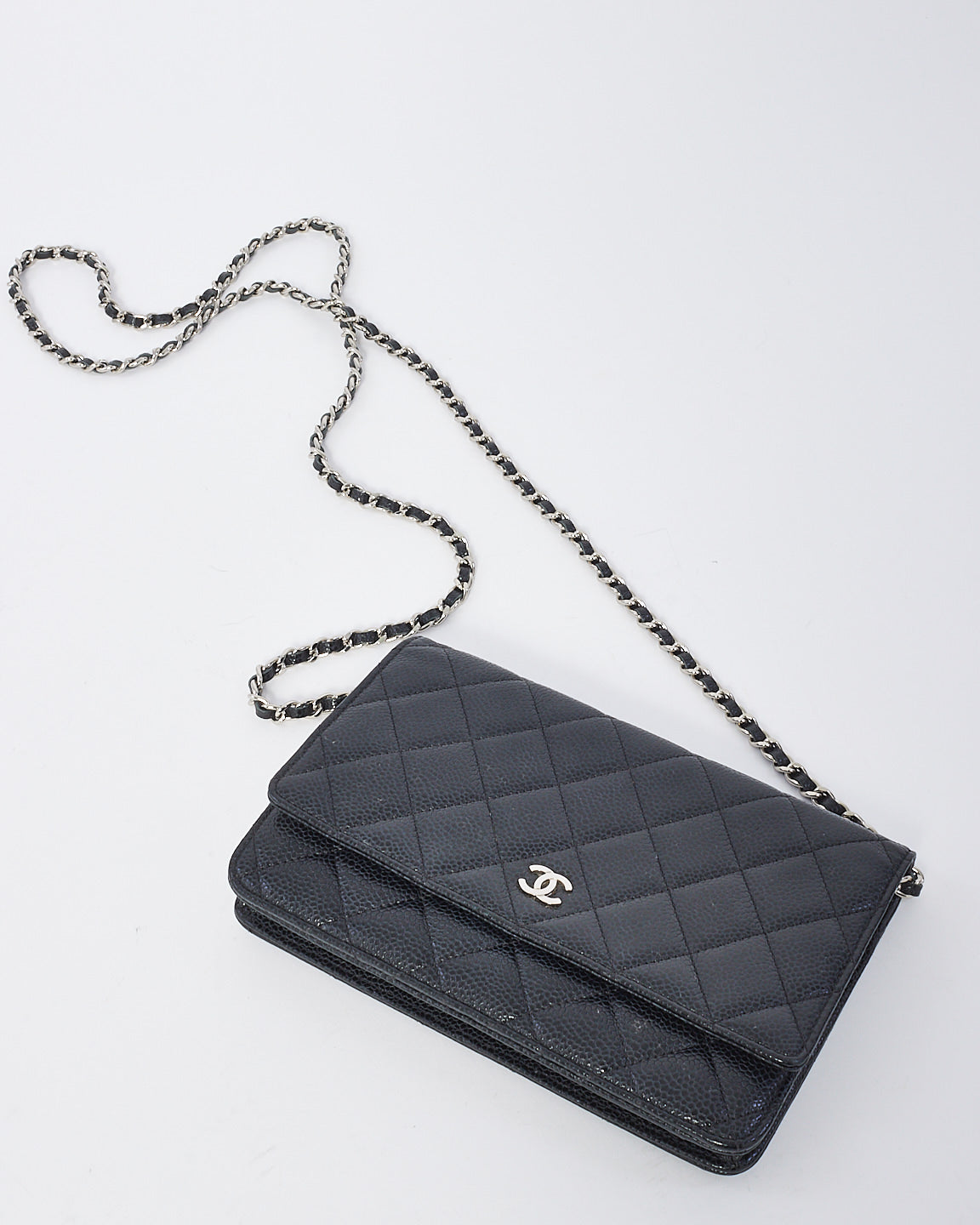 Chanel Black Caviar Leather Wallet on Chain with SHW