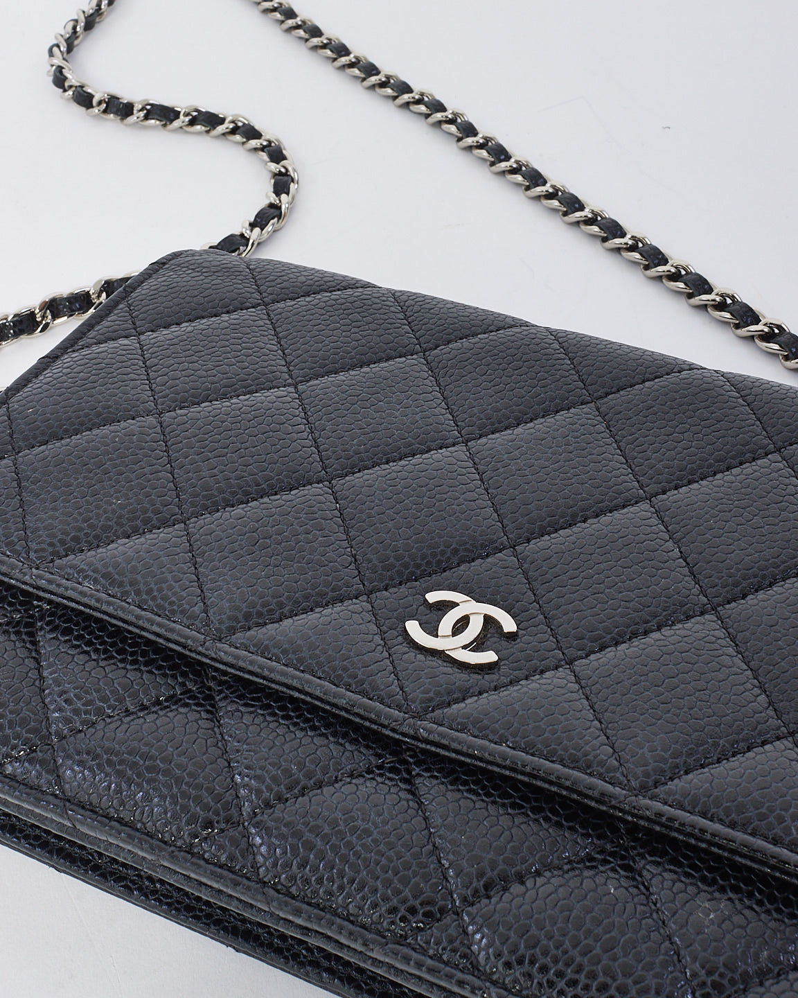 Chanel Black Caviar Leather Wallet on Chain with SHW