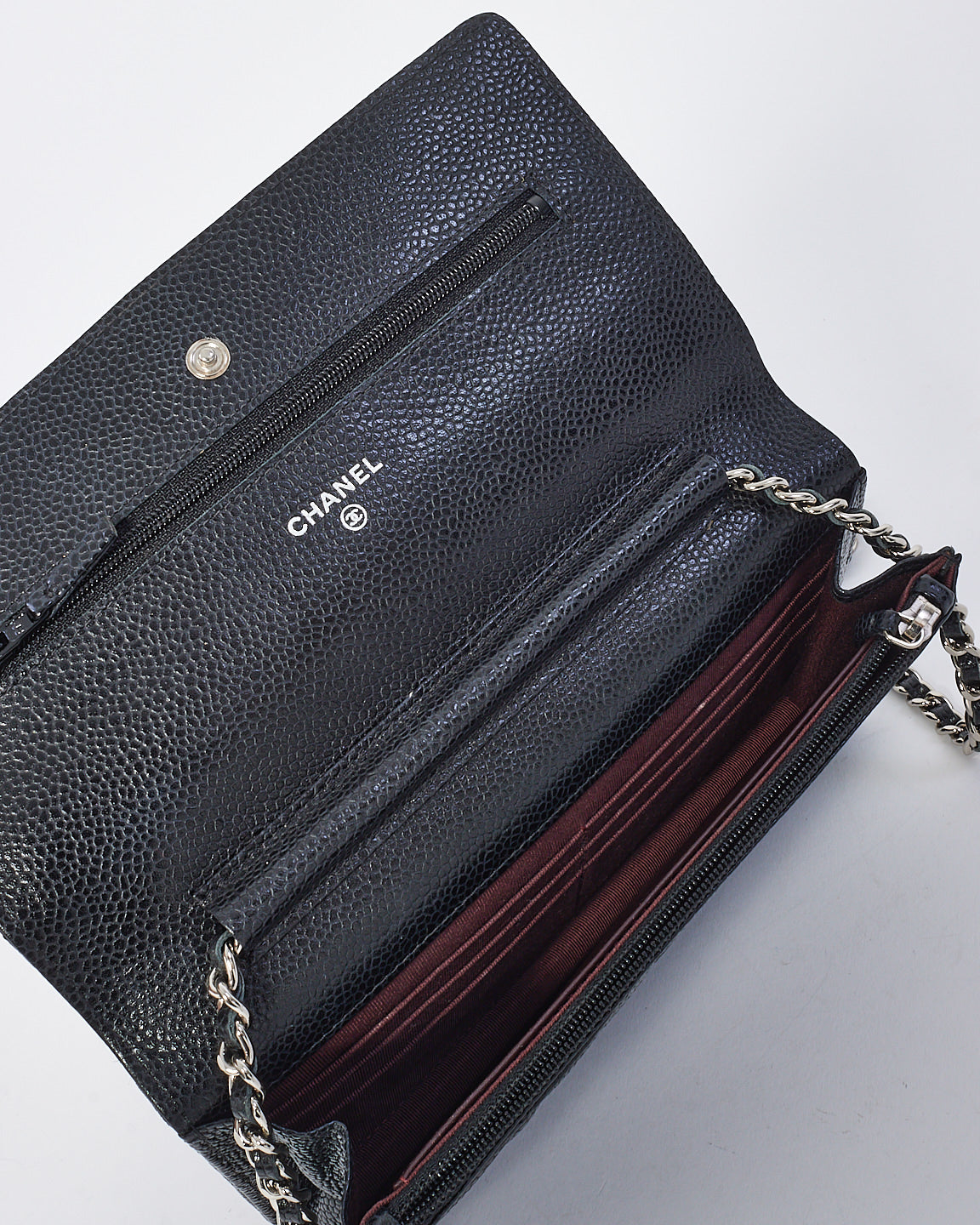 Chanel Black Caviar Leather Wallet on Chain with SHW