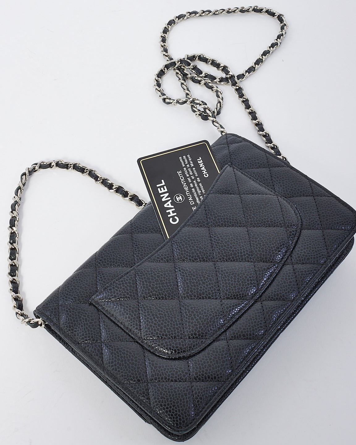 Chanel Black Caviar Leather Wallet on Chain with SHW