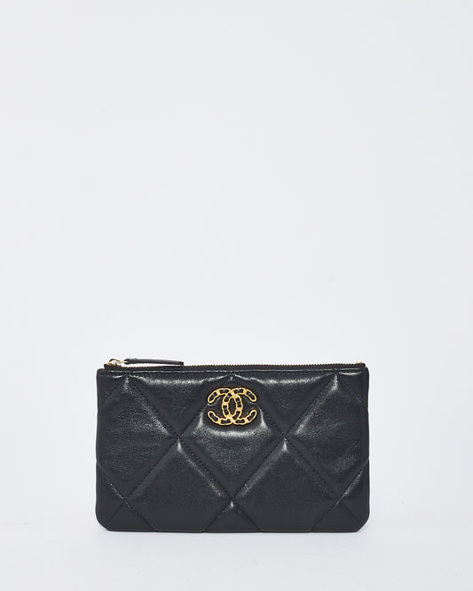 Chanel Black Quilted Leather 19 Pouch