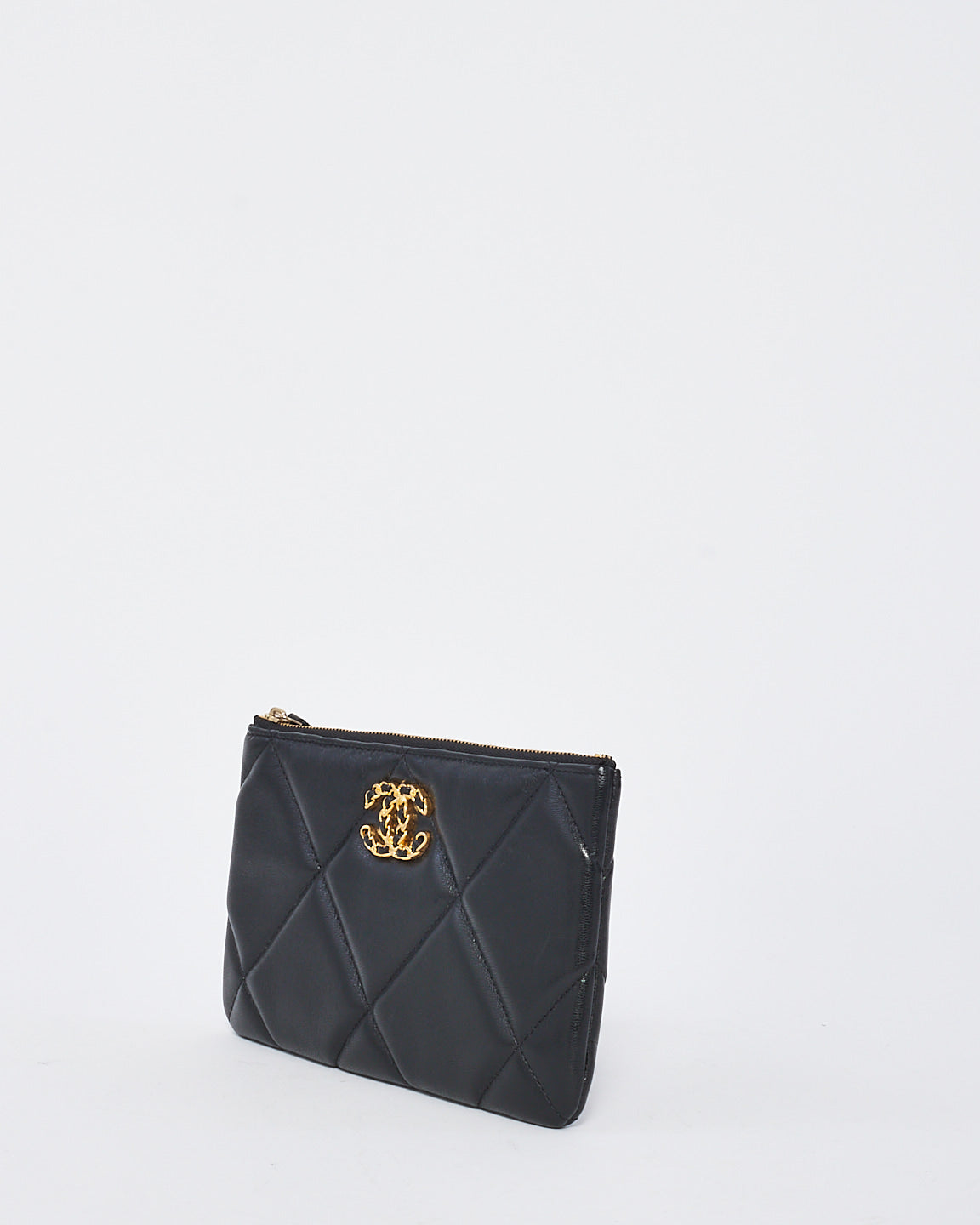 Chanel Black Quilted Leather 19 Pouch