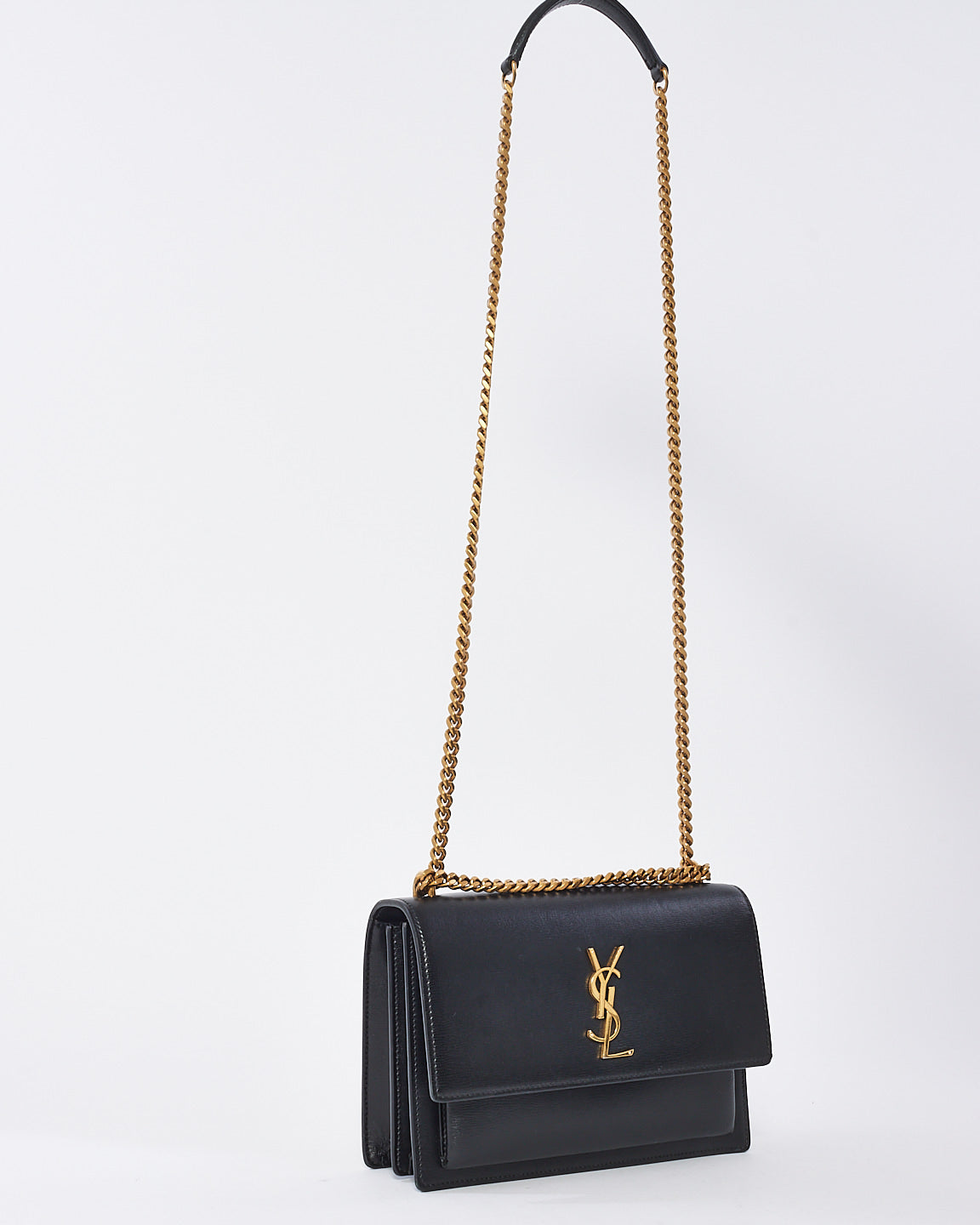 Saint Laurent Black Leather Medium Sunset Bag