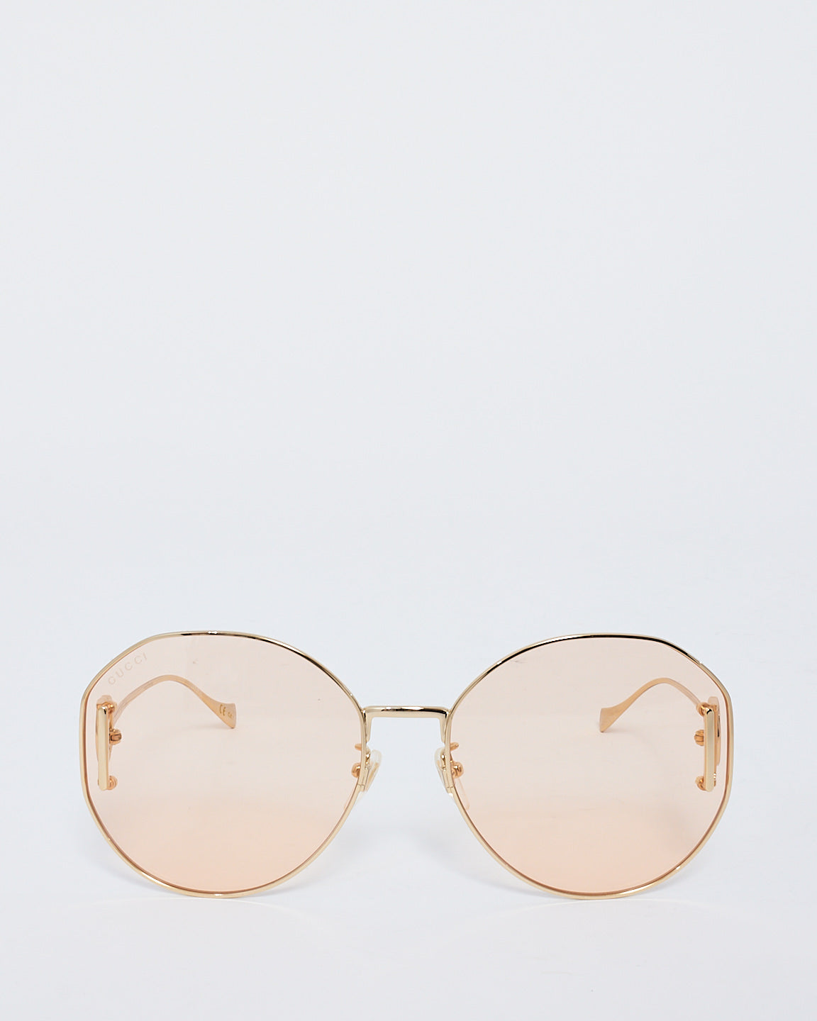 Gucci Gold Metal Frame Light Pink Lense GG Logo Sunglasses GG1206SA