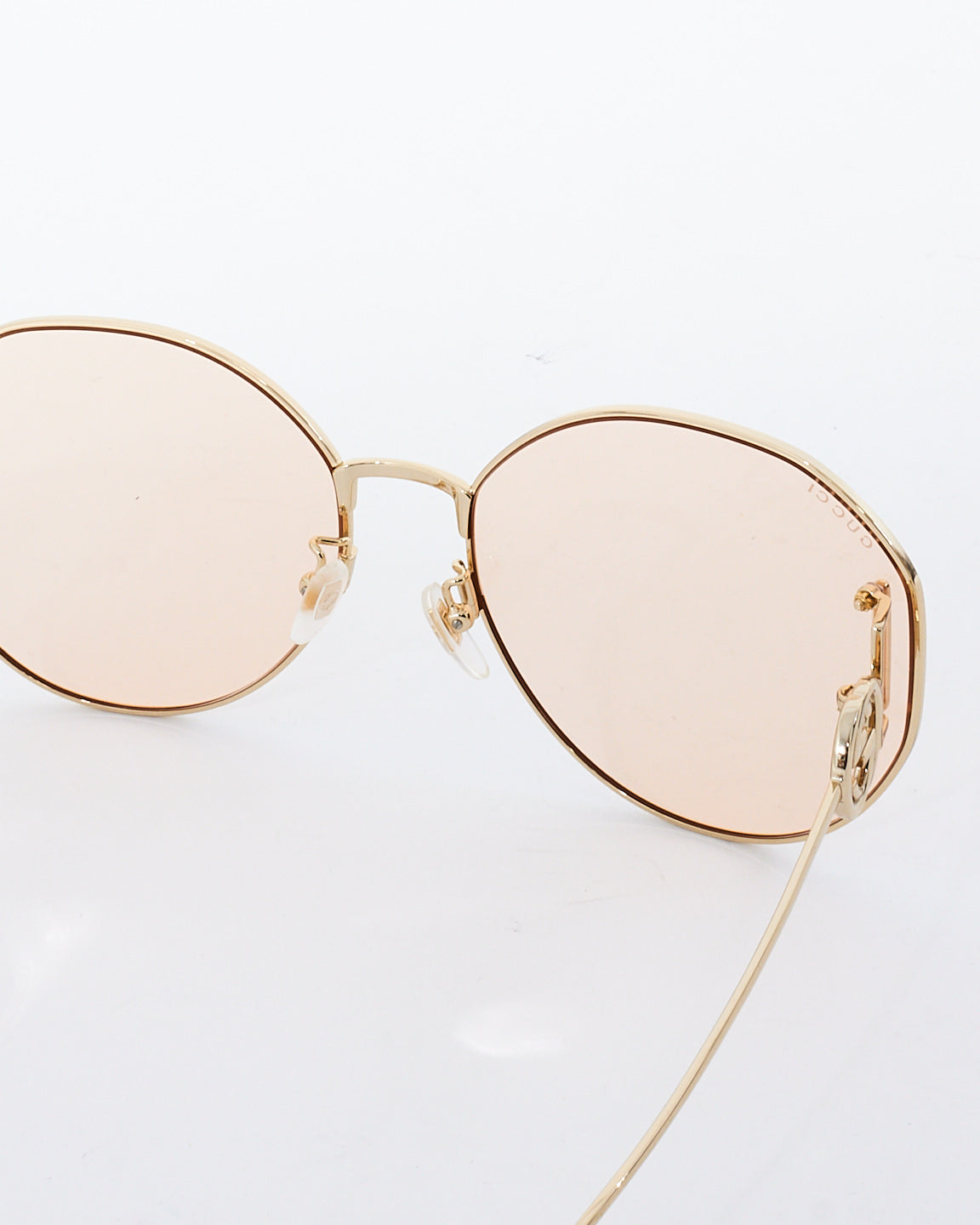 Gucci Gold Metal Frame Light Pink Lense GG Logo Sunglasses GG1206SA