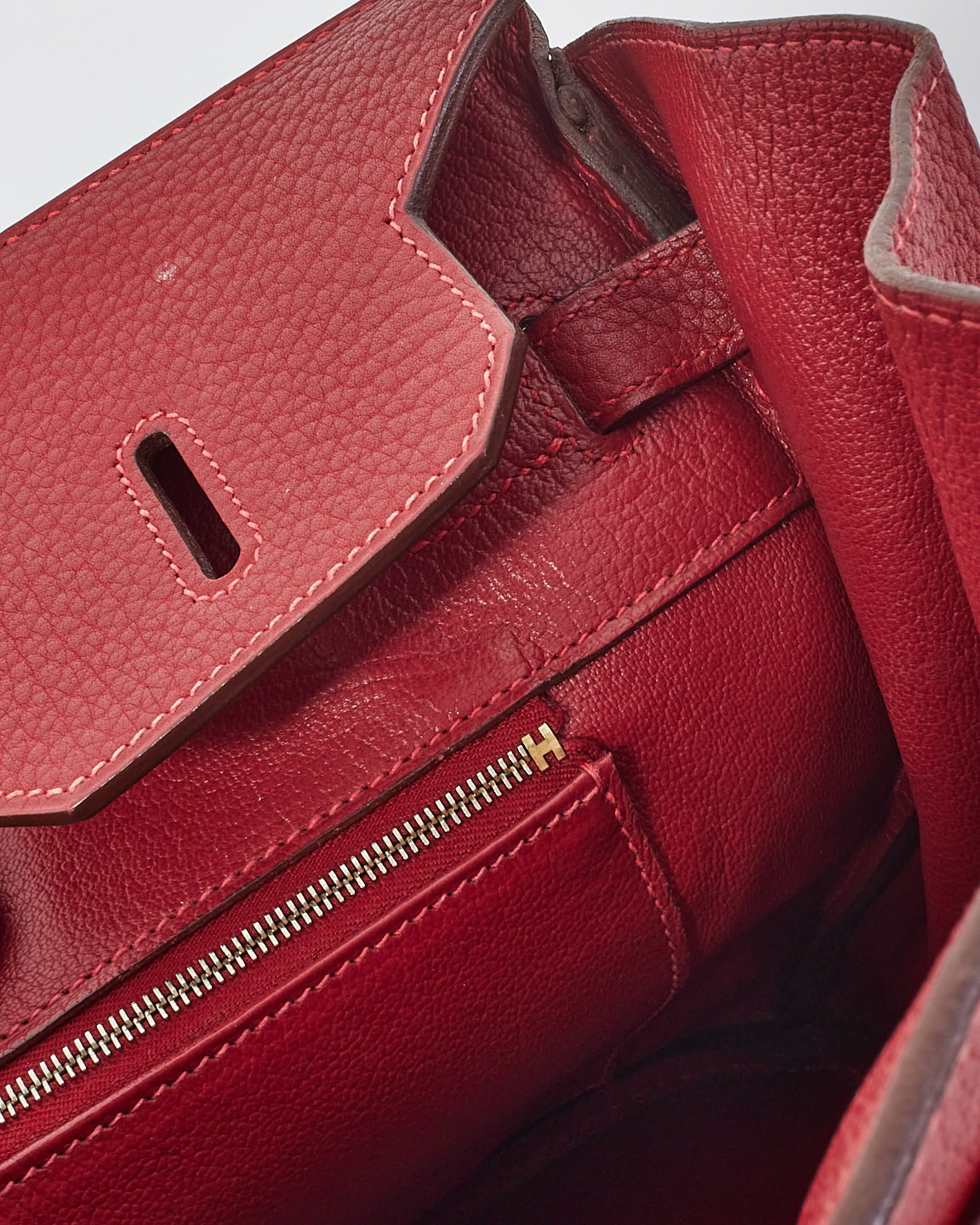 Hermès Red Fjord Leather Birkin 35