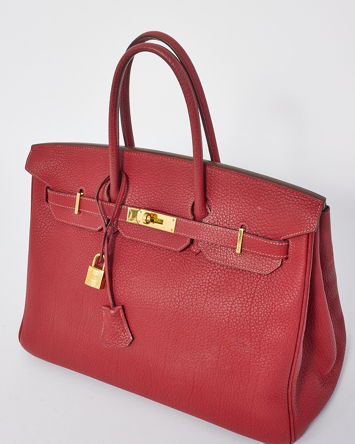 Hermès Red Fjord Leather Birkin 35