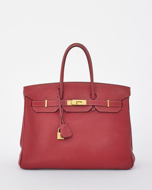 Hermès Red Fjord Leather Birkin 35