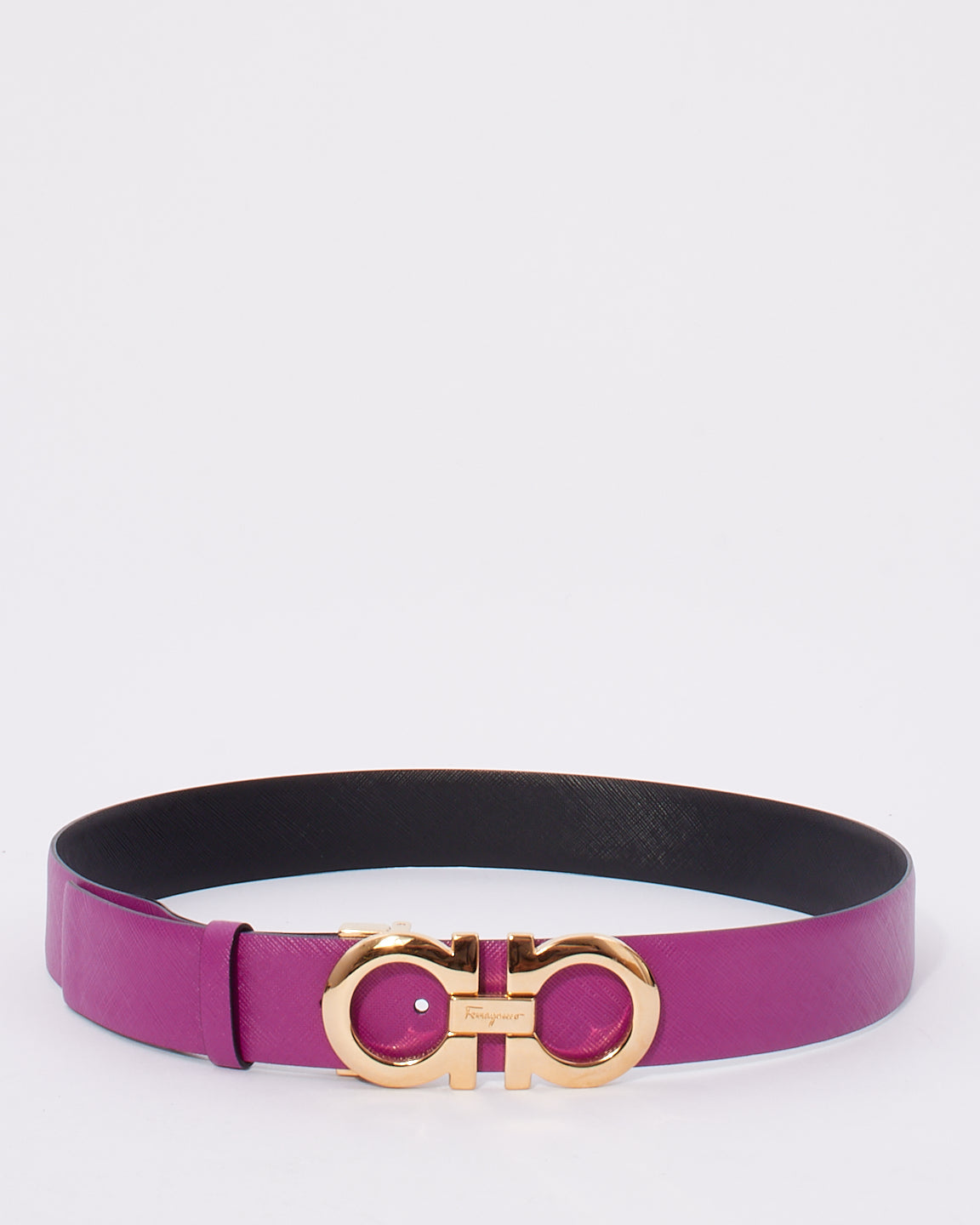 Salvatore Ferragamo Ceinture Gancini réglable réversible en cuir violet et noir