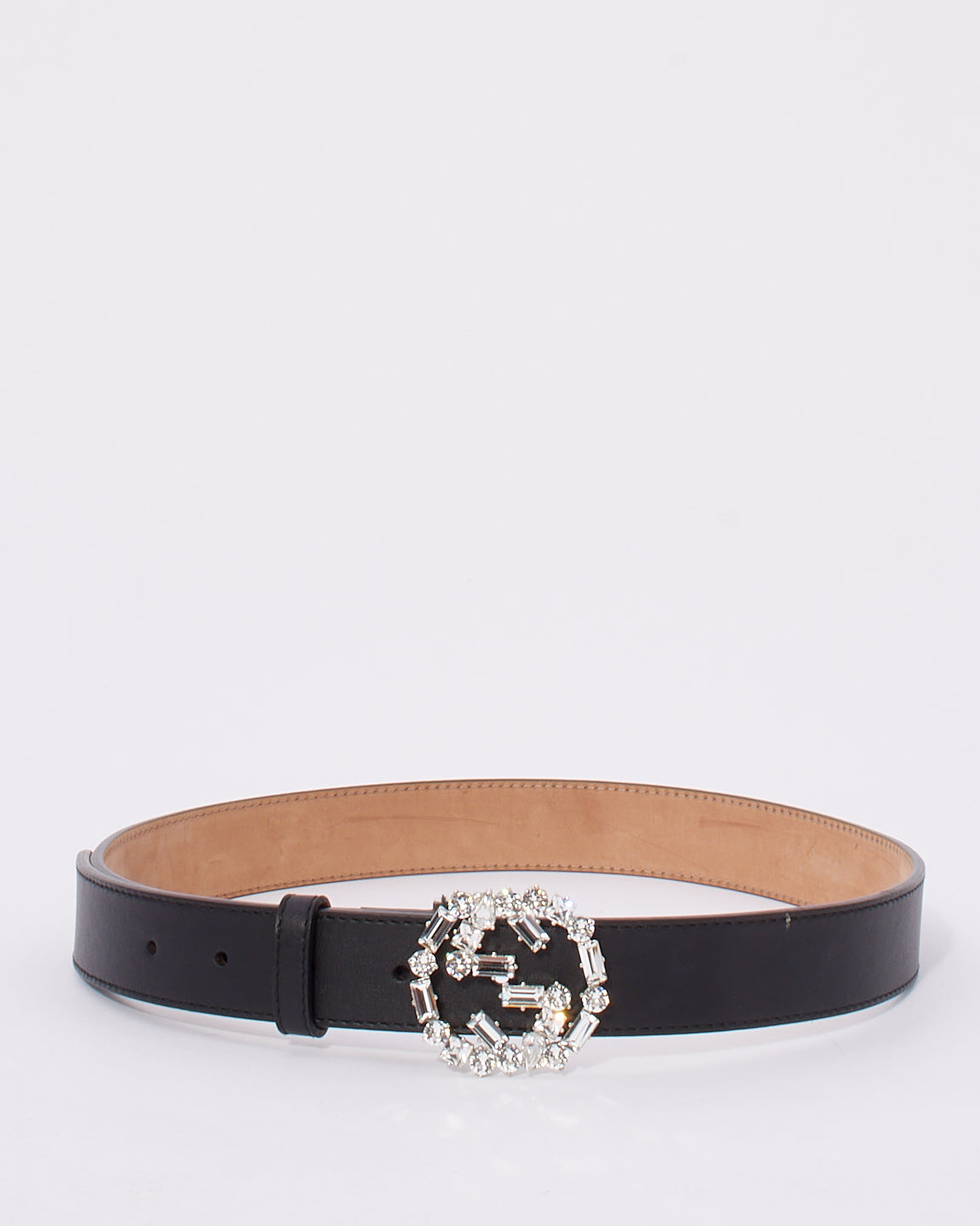 Gucci Black Leather Interlocking GG Embellished Belt - 36/90