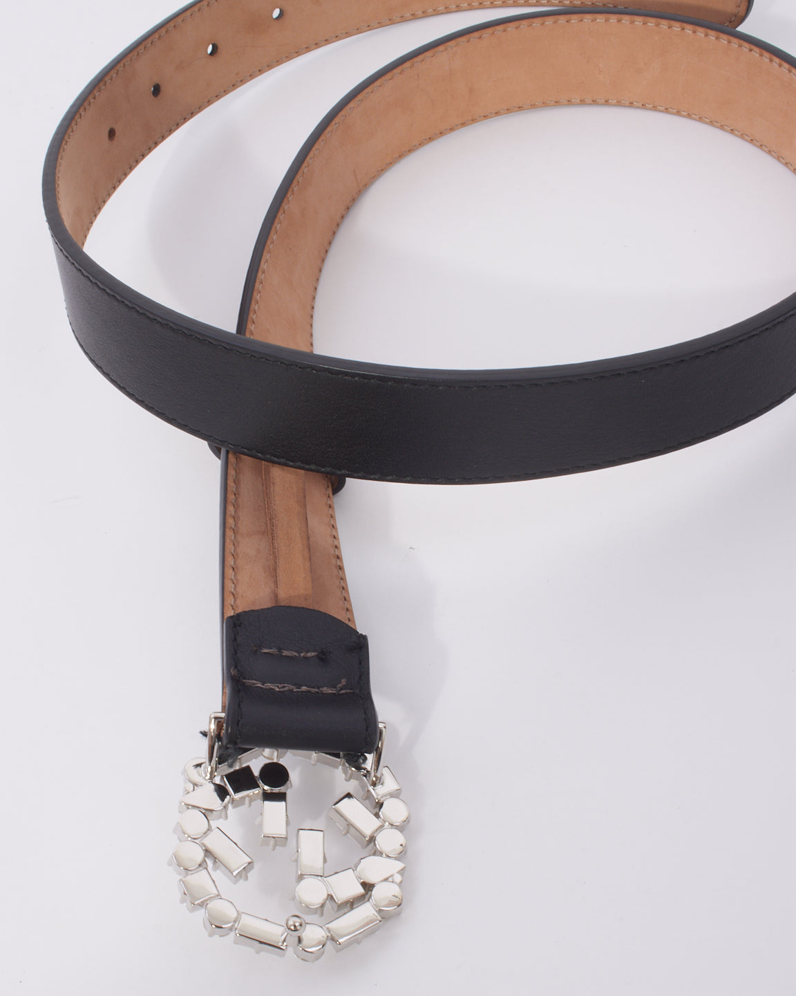 Gucci Black Leather Interlocking GG Embellished Belt - 36/90