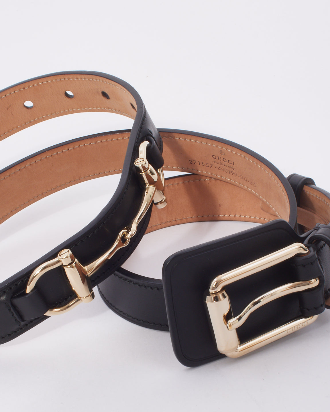 Gucci Black Leather Horsebit Belt - 90/36