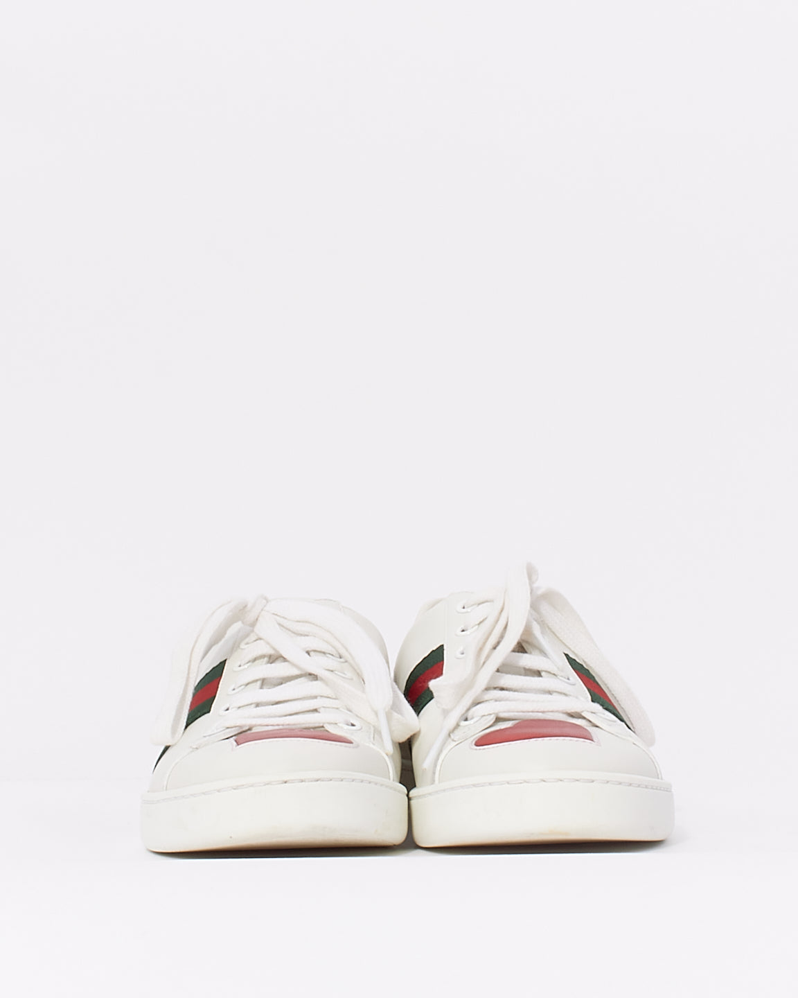 Gucci White Leather Heart Ace Low Top Sneakers - 38