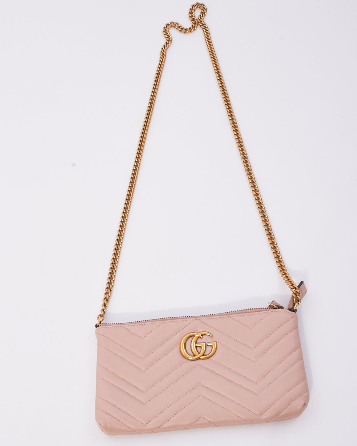 Pochette bandoulière Marmont en cuir matlassé rose Gucci