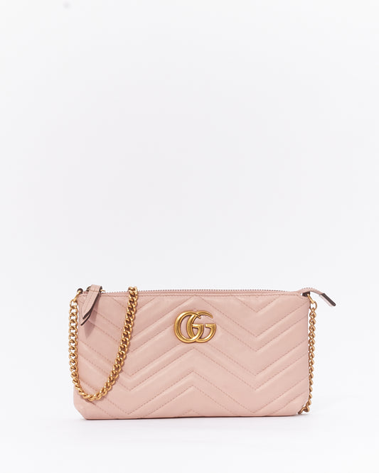 Gucci Pink Matlassé Leather Marmont Crossbody Pouch