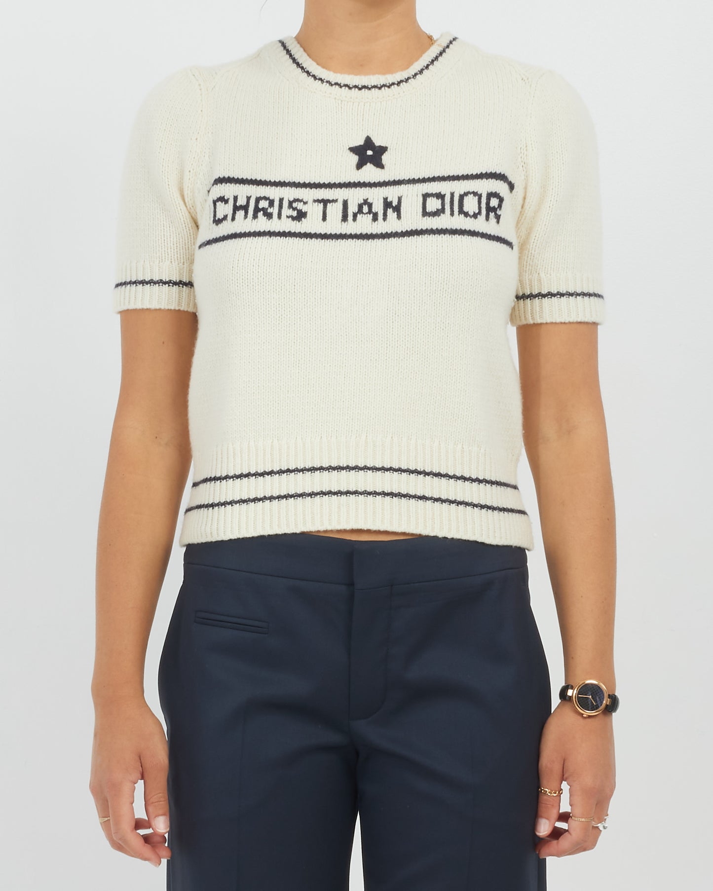 Dior White Cashmere and Wool Logo Sweater - 4