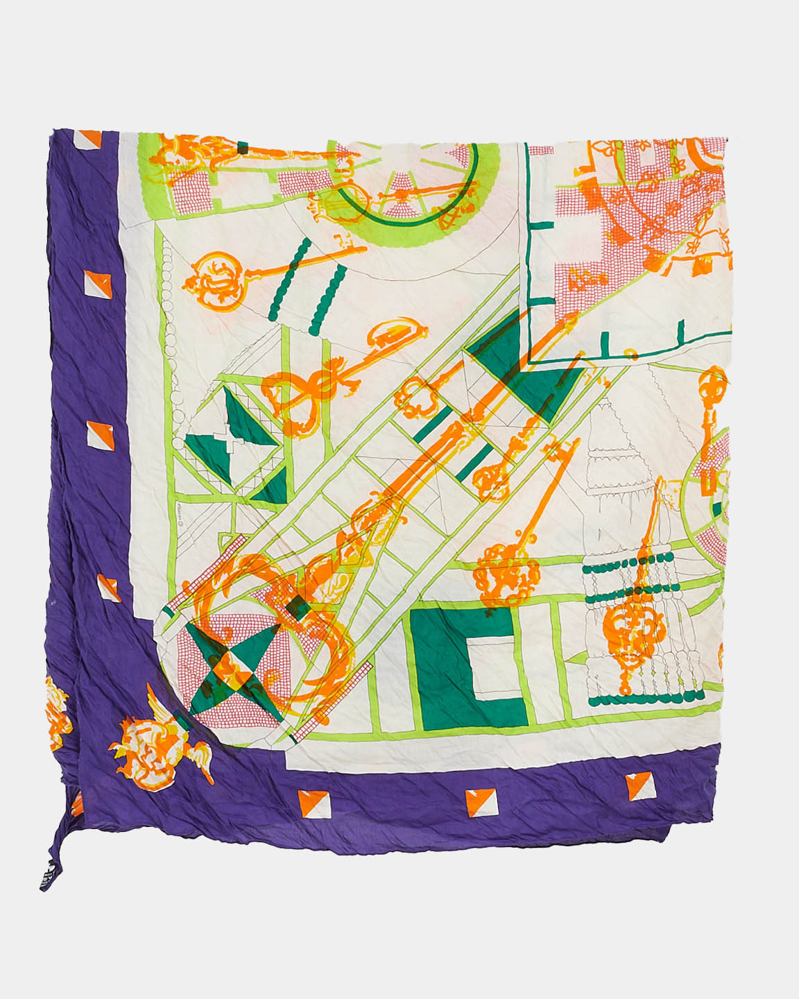 Hermès Purple & Orange Multi Plisse Pleated Shawl Scarf