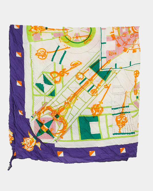 Hermès Purple & Orange Multi Plisse Pleated Shawl Scarf