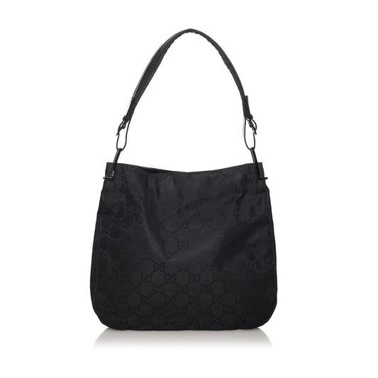 GG Nylon Shoulder Bag-Gucci-Black-Fabric-Runway Catalog