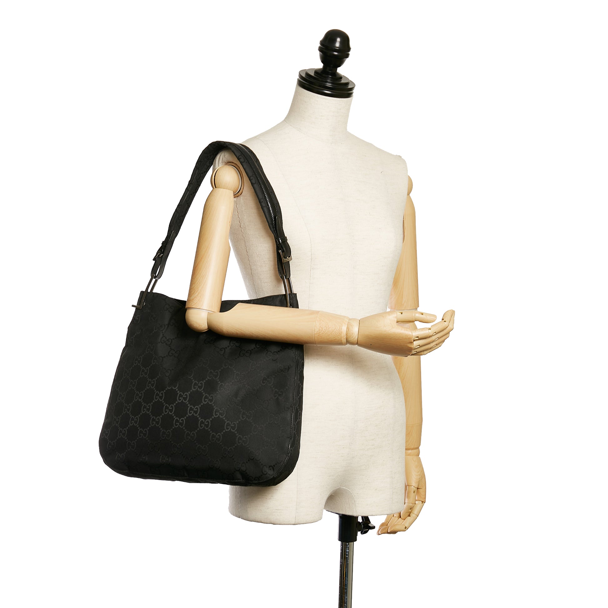 GG Nylon Shoulder Bag-Gucci-Black-Fabric-Runway Catalog