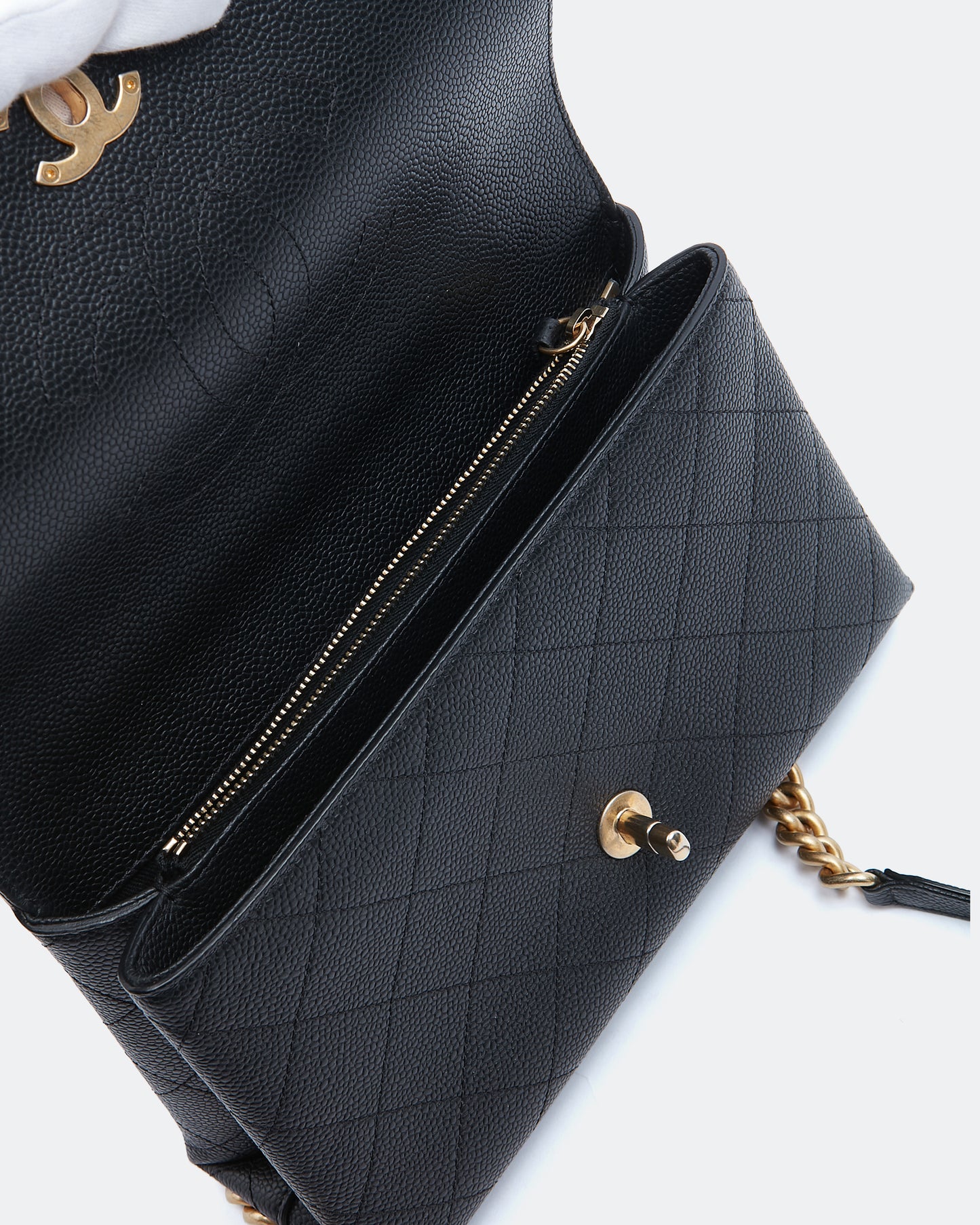Chanel Black Caviar Chic Medium Top Handle Bag