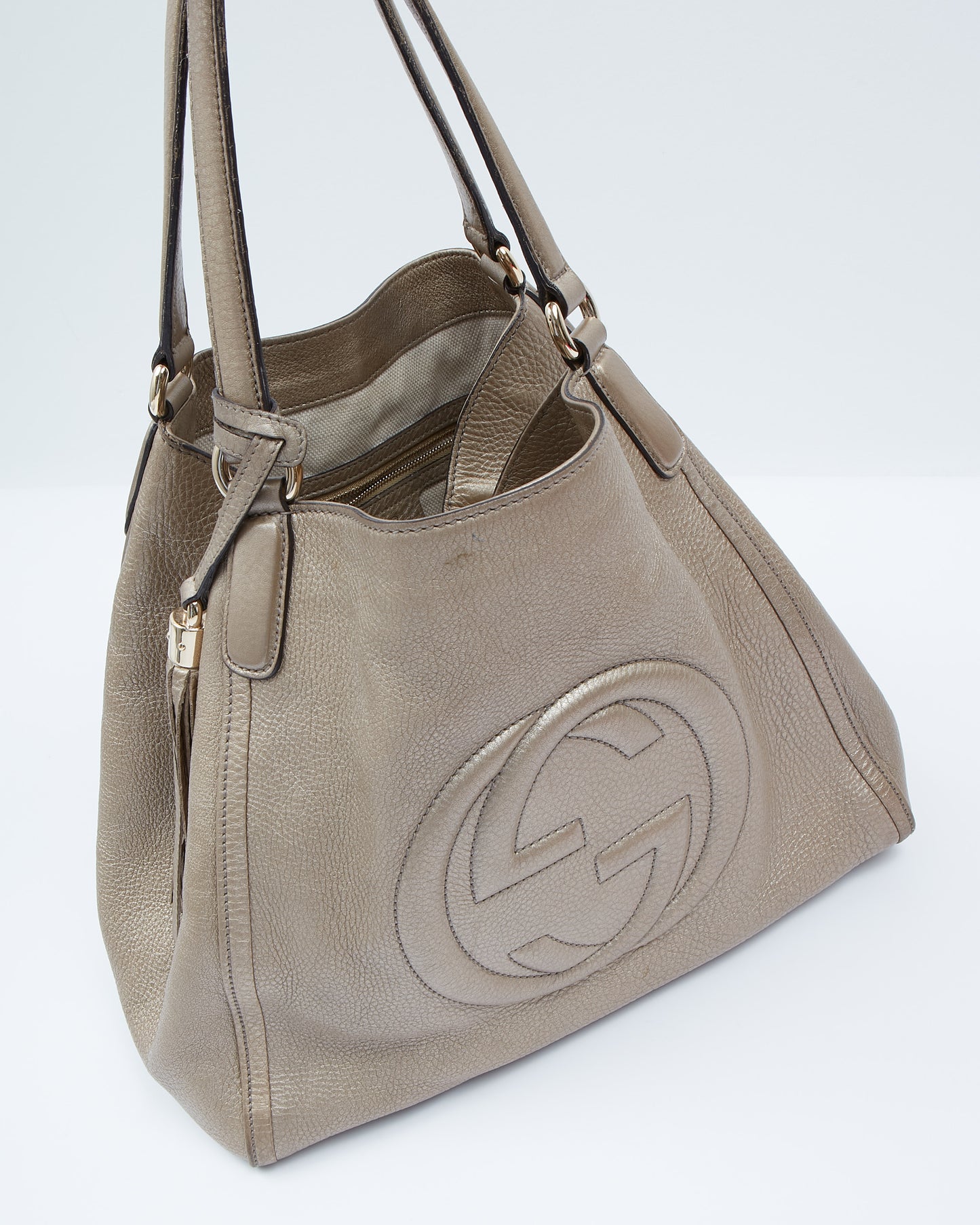 Gucci Metallic Leather Soho Medium Tote Bag