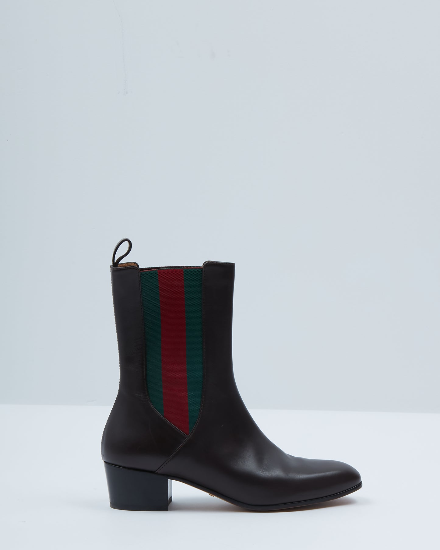 Bottes Chelsea en cuir marron avec accents Web Gucci - 37